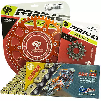 KTM 125 SX 1995 - 2022 Mino 13T/50T Gold MX CZ Chain & Orange Alloy Sprocket Kit • $219.95