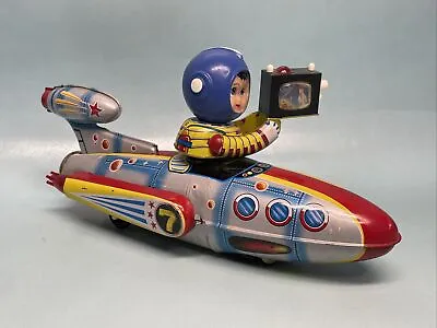 Vintage Universe Televiboat Metal Tin Astronaut Toy Rocket Spaceship 477 ME777 • $45