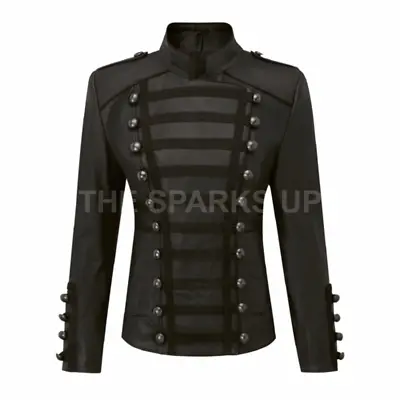 Olivia Palermo Napoleon Military Style Vintage Womens Genuine Leather Jacket • £119.99