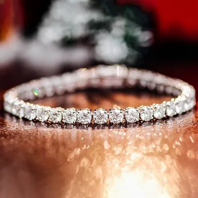 £4199 • Buy Deal Price 7.10 Ct Top Quality Natural Round Diamond Tennis Bracelet White Gold