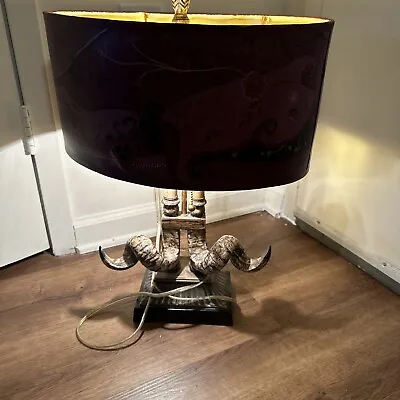 Vintage 1975 Chapman Brass And Faux Ram Horn Table Lamp Working 20  • $295