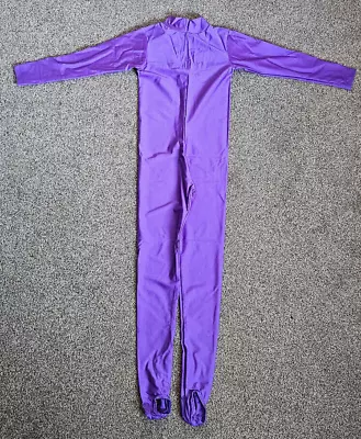 Purple Shiny Long Sleeved Highneck Catsuit Unitard Size 1C (1B) Age 7-8 • £14.20