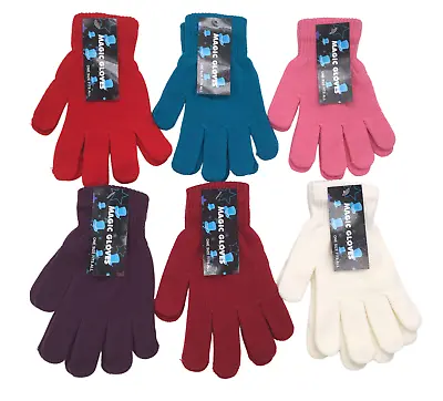 ADULTS Magic Gloves Stretch Winter Mens Black Ladies Womens One Size Warm Soft • £2.79