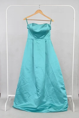 £24.99 • Buy JJS HOUSE Turquoise Prom Dress Full Length Satin A-Line NEW WITH TAGS UK10