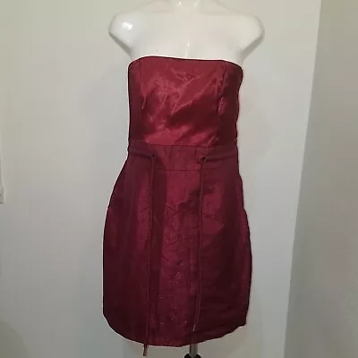 NWT H&M Burgundy Short Strapless Dress Size 12 Prom Formal Club Drawstring Waist • $21.21