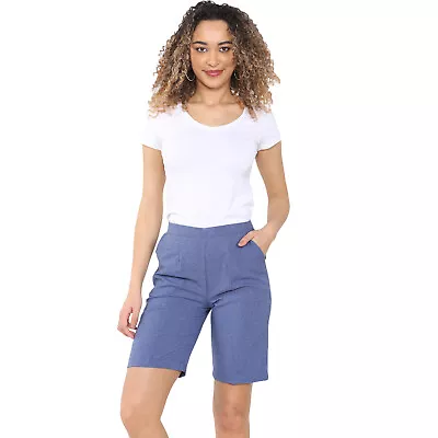 Ladies Shorts Womens Half Elasticated Waist Summer Sports Casual Bottoms Pants • £7.99