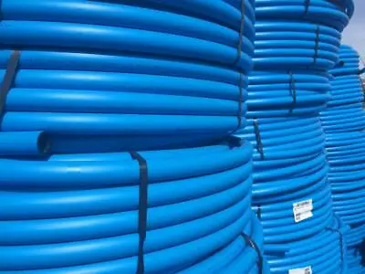 32M BLUE MDPE PLASTIC MAINS WATER PIPE 25m 50m 100m 150m Roll Coil Underground • £64.75