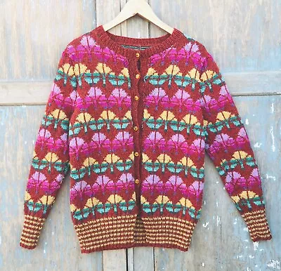 Vintage Kaffe Fassett ‘Shaded Flower’ Hand Knit Rowan Yarns Cardigan Jewel Cols • £145