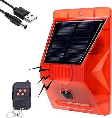 Outdoor Alarm Siren With Motion Detector Solar Alarm Light With Remote 129db 24 • $27.79