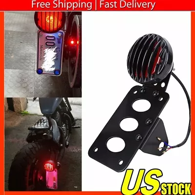 Motorcycle Side Mount & Brake Tail License Plate Bracket Light For Honda Bobber • $31.99