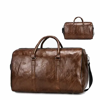 Mens Leather Duffle Weekend Bag Gym Large Travel Womens Luggage Handbag Holdall • £14.99