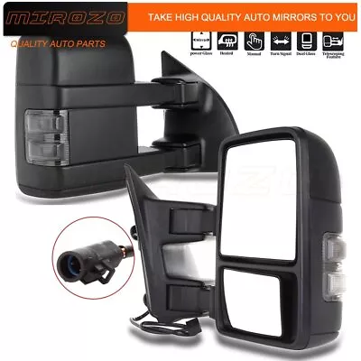 MIROZO For 1999-2007 Ford F250/F350/F450 Tow Mirrors Power Heated Smoke Signal • $103.98