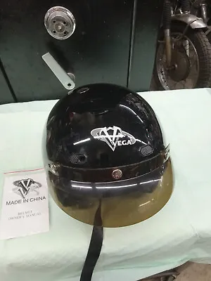 Vega Motorcycle Helmet With Visor / Shield And Strap Black Size SMALL A2452 • $19.95