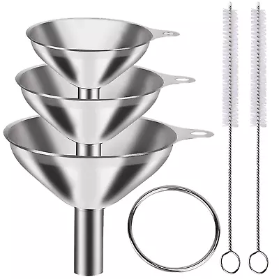 6Pcs Metal Stainless Steel Funnel Large Small Funnel Set Of 3 Food Grade Mini  • $11.13