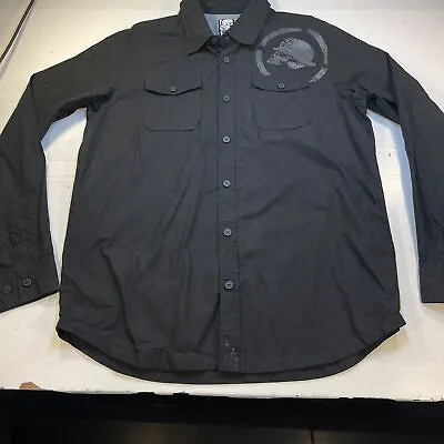 METAL MULISHA MOTORCYCLE MOTOCROSS SKULL BIKER BUTTON UP SHIRT Mens L Black  • $16.99