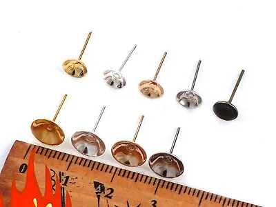 200 Various Blank Cup 6mm 8mm Peg Post Earring Stud Ear Nail Pin With Stopper • £3.83