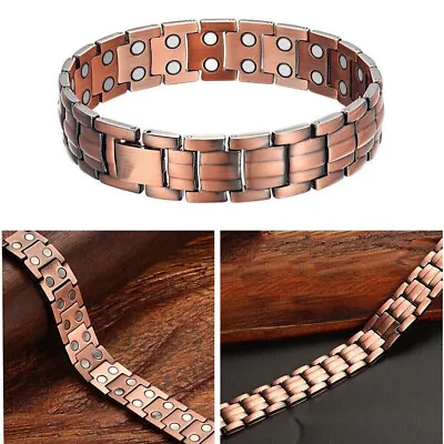 Men's Bracelet Magnetic Therapy Arthritis Pain Relief Copper Plated Bangle • $6.29