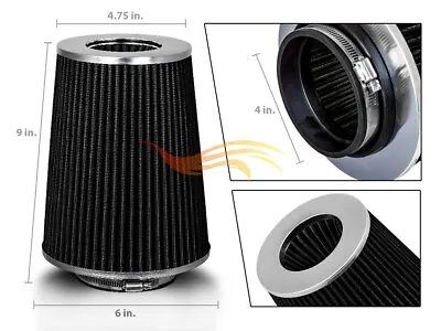 BLACK 4  102mm Inlet Truck Air Intake Cone Replacement Quality Dry Air Filter • $21.59