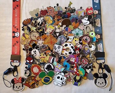 DISNEY TRADING PINS 50 LOT NO DOUBLES Free Mickey / Minnie Lanyard UPICK • $25.98