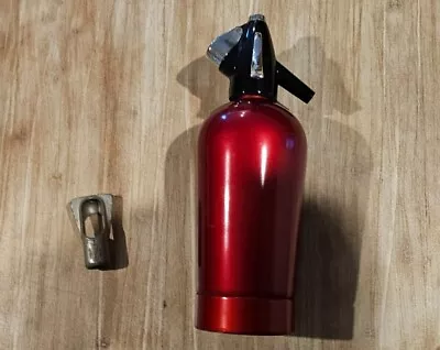 Vintage BOC Soda Syphon In Red Enamel WITH BULB CHARGER HOLDER Made In England • $35