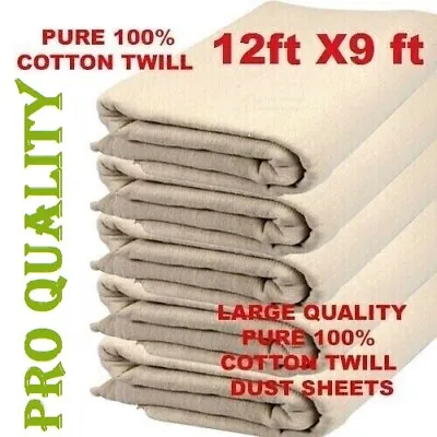 Heavy Duty 9ft X 12ft 100%cotton Twill Professional Decorating Large Dust Sheet • £15.29