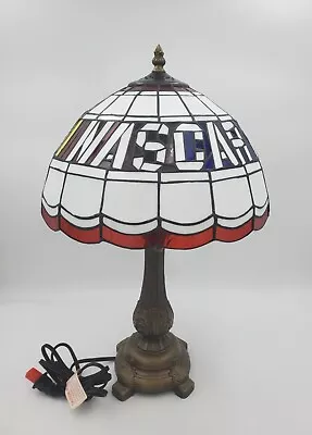 Rare Nascar Stained Glass Table Lamp Tiffany Style Racing Shade 2004 Vintage • $1063.55