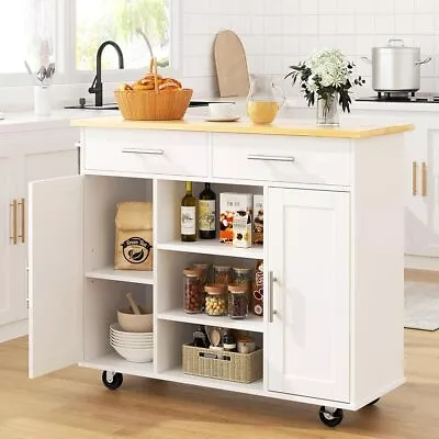 Kitchen Island Cart Furniture Cart On Wheels With Storage • $139.48