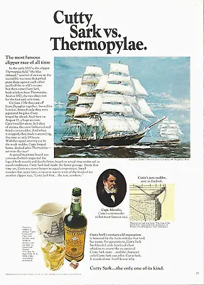 1971 Cutty Sark Scotch Whisky Thermopylae Clipper Captain Moodie Vtg Print AD • $8.98