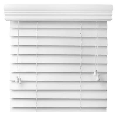 Faux Wood Corded 2 Horizontal Blind W/ Royal Crown Valance - Exact Size & Color • $17.99