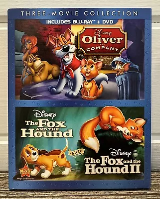 Disney Oliver And Company / The Fox & The Hound I & II (Blu-ray/DVD & Slipcover) • $10.95