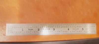 SEARS Vintage Ruler 6  Small Pocket Size Stainless Steel 9-4006 Machinist Tech • $15.99