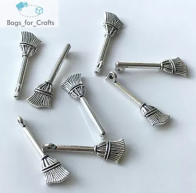£1.95 • Buy Tibetan Silver Broomsticks 3D Witch Halloween Charms Pendants 27mm (TC125)