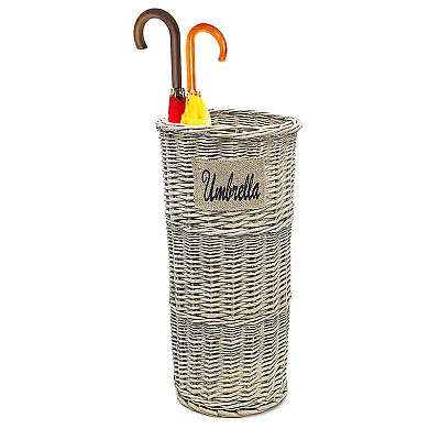 Umbrella Rack Stand Rattan Wicker Basket Bin Brolly Walking Stick Holder Storage • £19.99