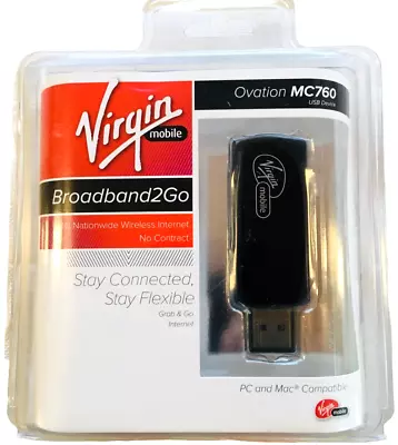 3G Virgin Mobil Broadband2Go WiFi USB Mobile Ovation Wireless MC760 PC Mac • $10.50