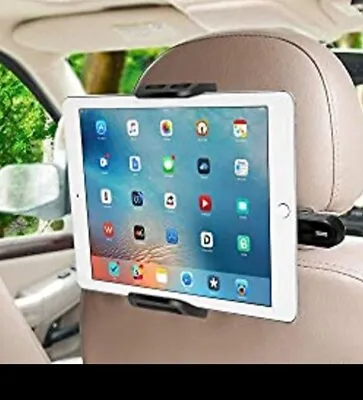 Car Headrest Mount For Tablets And Phones Fully Adjustable Bracket 360 Rotation • £4.99