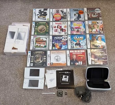 Nintendo DS Lite White With 16 Games Charger Charger Box Pen Memory Card 2gb R4 • £99.95