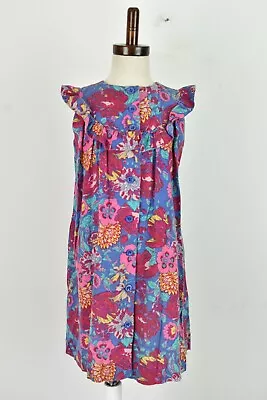 LAURA ASHLEY Purple Dress Size 3-4 Years Girls 100% Cotton Floral Outdoors • £12.93