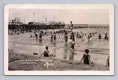 Mexican Kids Playing At Beach RPPC Veracruz Mexico Los Banos Del Nereida Photo • $29.99