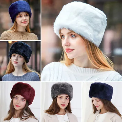 Women Faux Fur Russian Hat Fluffy Cossack Holiday Hat Ski Cap Winter Earwarmer • £5.87