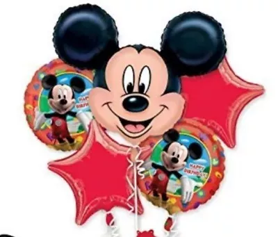 New Disney Mickey Mouse Clubhouse Foil Balloon Bouquet XL 5 Pieces Birthday 👌 • £16.53