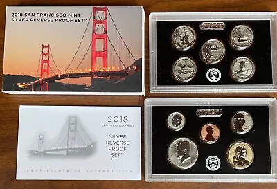 2018 S San Francisco Mint Silver Reverse Proof Set - 10 Coins W/ Box & COA • £71.50