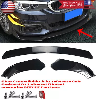 3 Pieces Bumper Lip Spoiler Diffuser Splitter Shark Fin Winglet For VW Porsche • $49.95