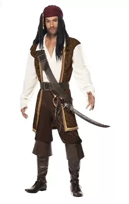 Smiffys High Seas Men’s Pirate Costume Jack Sparrow Fancy Dress Large NEW RRP£49 • £26.99