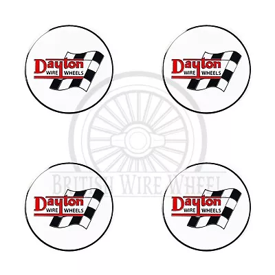 Dayton Chrome & White Metal Wire Wheel Chip Emblems Size 2.25  Set Of 4 • $107.99