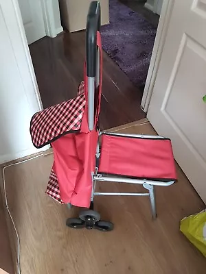 6 Wheels Shopping Trolley Folding Tri Wheel Stair Climbing Or Curb With Seat • £23.99