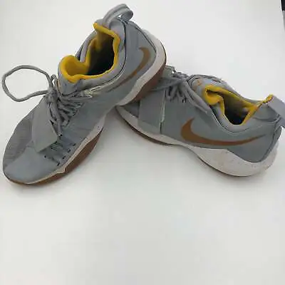 Nike Gray PG 1 Paul George ID Varsity Gray & Yellow Tennis Shoes Mens's Size 11 • $30