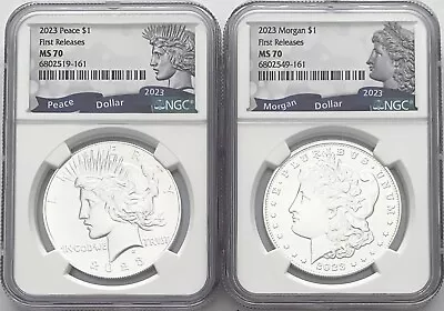 2023 P Silver Peace/morgan Dollar Set First Releases Philadelphia Ngc Ms70 • $151.50