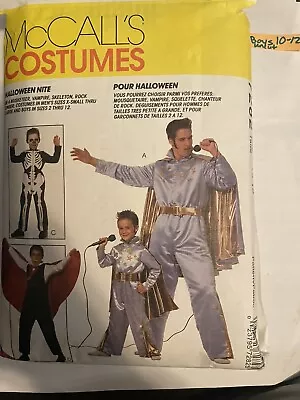 Mccalls Sewing Pattern 7282 Boy Costume 10-12 Elvis Skeleton Dracula Musketeer • $7.99