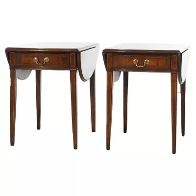 Pair Hekman Pembroke Style Flame Mahogany Side Tables 20thC • $960