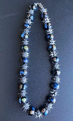 Glass Beaded Necklace Murano( ?) 15 1/2” 12 Mm Beads 46.4 Grams • $7.99